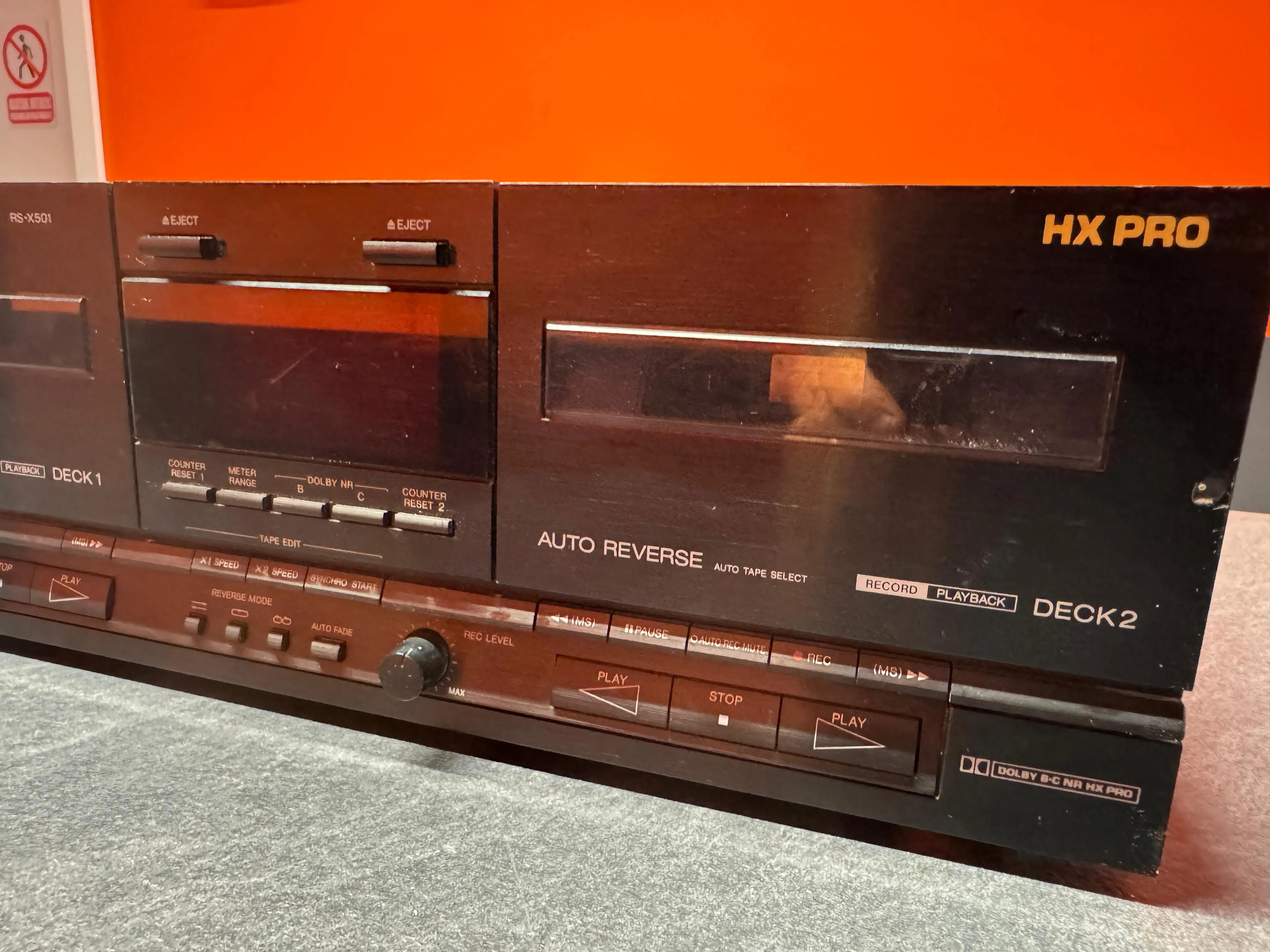 Dublu Casetofon Deck Stereo Technics RS-X501, 4-Track 2-Channel, Auto-Reverse, Dolby B/C NR, Dolby HX Pro, Music Search, RCA Line In/Out, Negru - imagine 2