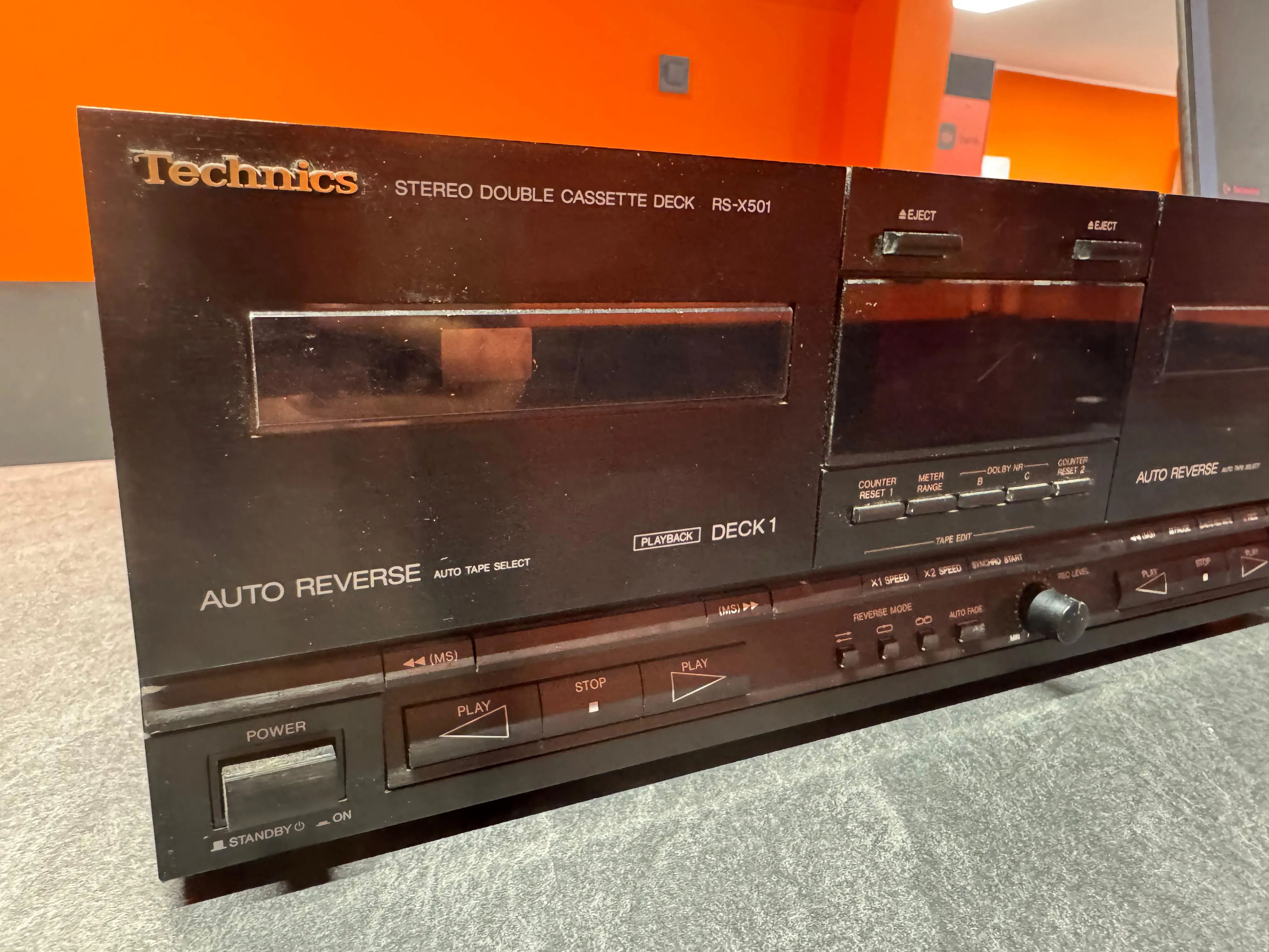Dublu Casetofon Deck Stereo Technics RS-X501, 4-Track 2-Channel, Auto-Reverse, Dolby B/C NR, Dolby HX Pro, Music Search, RCA Line In/Out, Negru - imagine 3