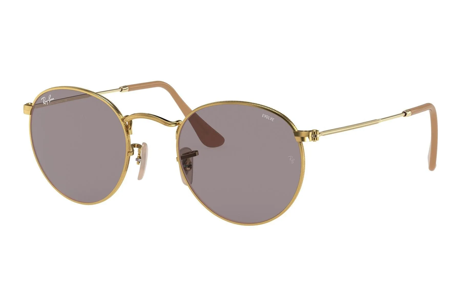 Ochelari de Soare Ray-Ban Round Metal Evolve RB3447 9064/4C, 50-21-145, Rama metalica Gold, Lentile Fotocromatice, Unisex
