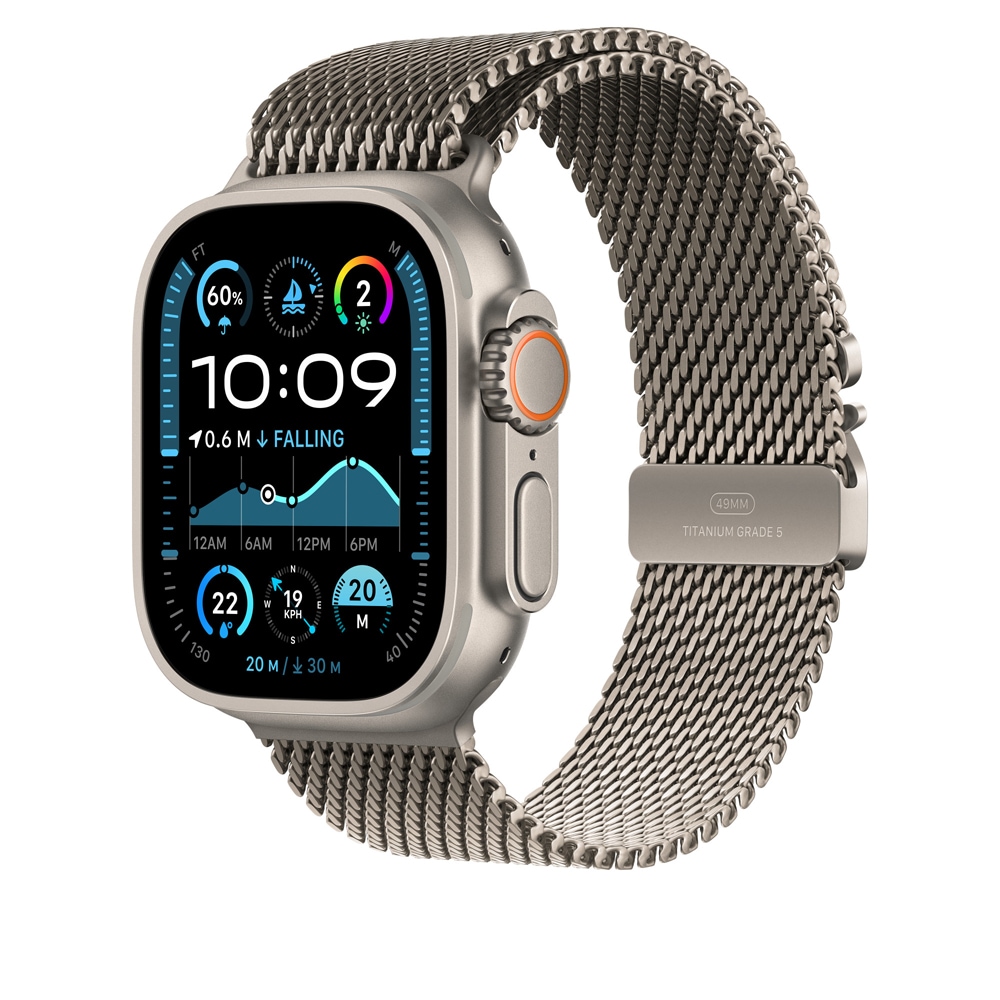 Curea pentru Apple Watch 49mm, Milanese Loop, Natural Titanium, Small - imagine 2