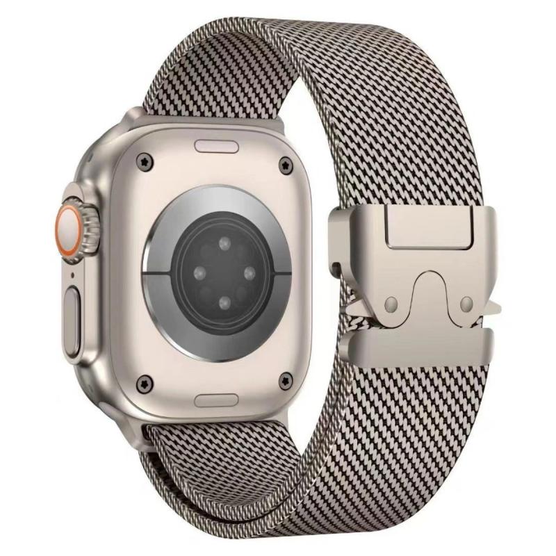Curea pentru Apple Watch 49mm, Milanese Loop, Natural Titanium, Small - imagine 3