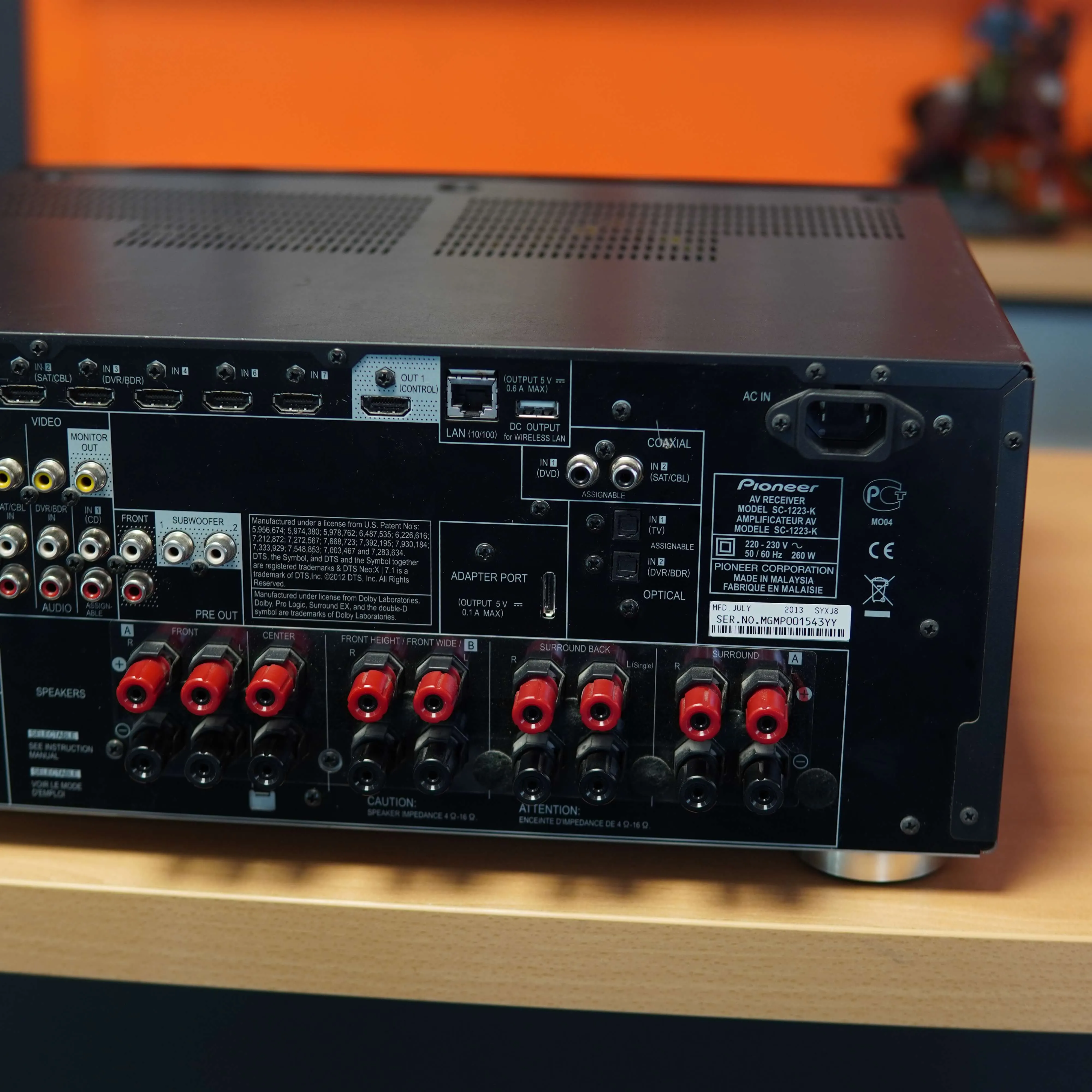 Aplificator Pioneer SC-1223, AirPlay, HDMI, AUX, USB, 4K, 200Wx7, Negru - imagine 6