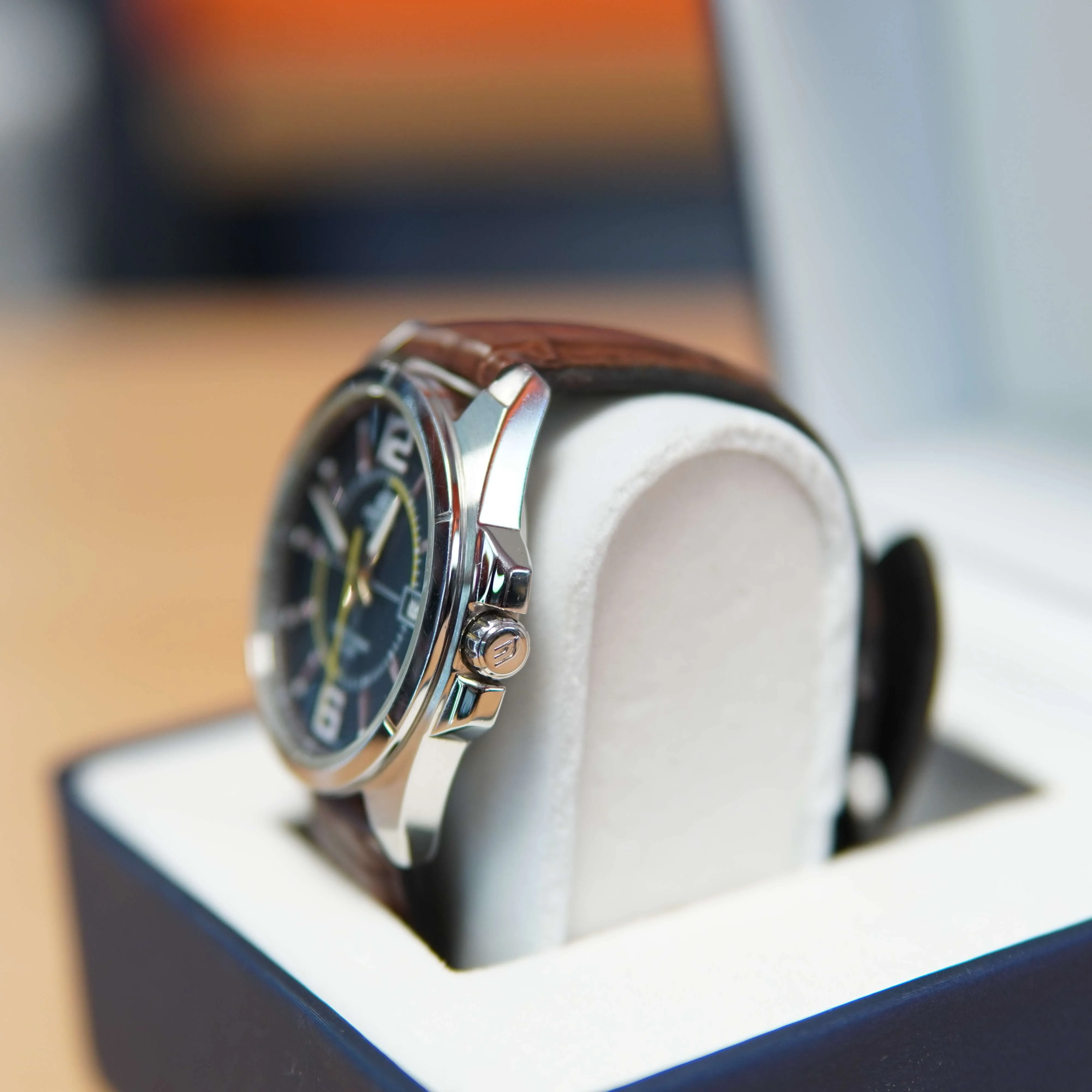 Ceas Casio Edifice EFR-101, 100M, Quartz, Curea Piele, Stainless Steel, Argintiu - imagine 4