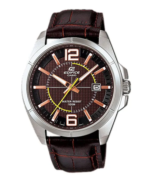 Ceas Casio Edifice EFR-101, 100M, Quartz, Curea Piele, Stainless Steel, Argintiu