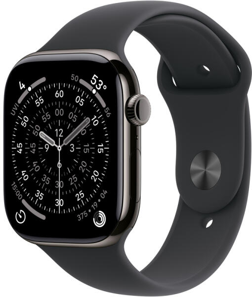 Apple Watch Series 11, 42mm, Jet Black Aluminium Case, Black Sport Band, GPS, A3331