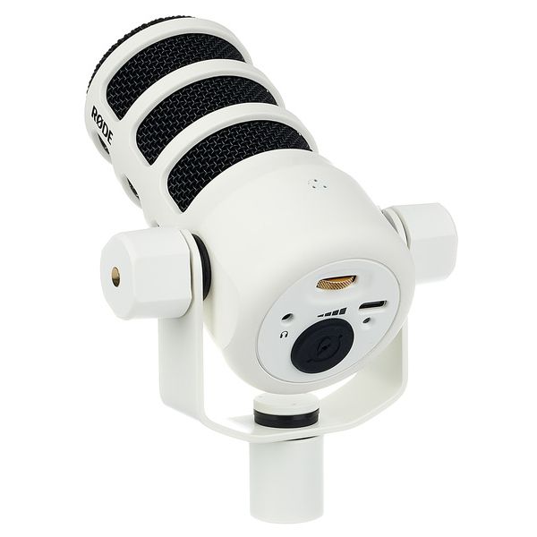 Microfon profesional podcast streaming RODE PodMic USB, XLR si USB-C, dinamic, cardioid, procesor de sunet integrat, monitorizare casti, Alb - imagine 2