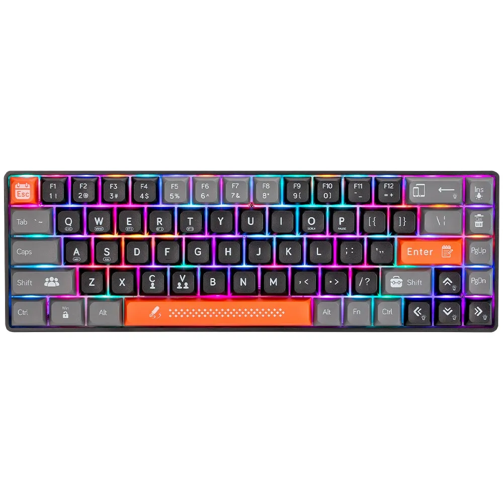 Tastatura Gaming Wireless mecanica MARVO KG902W, Bluetooth, USB, RGB, Negru