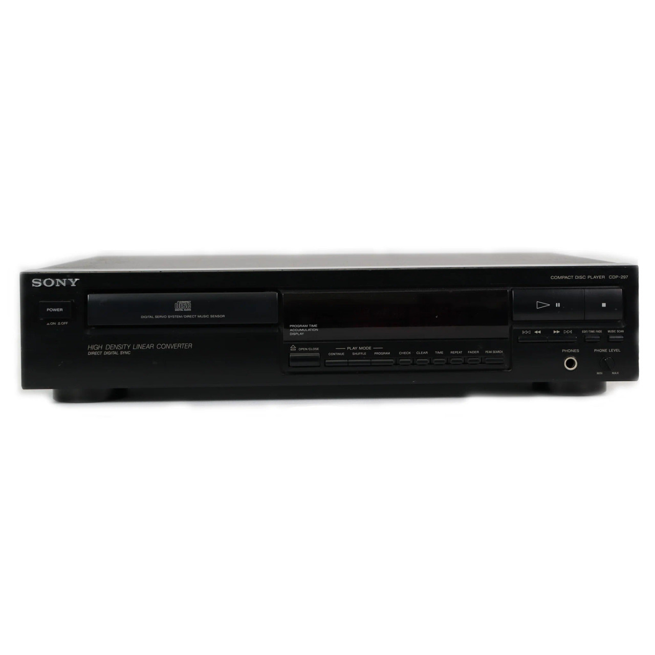 CD Player Sony CDP-297, High Density Linear Converter, DAC 18-Bit, Oversampling 8x, Negru