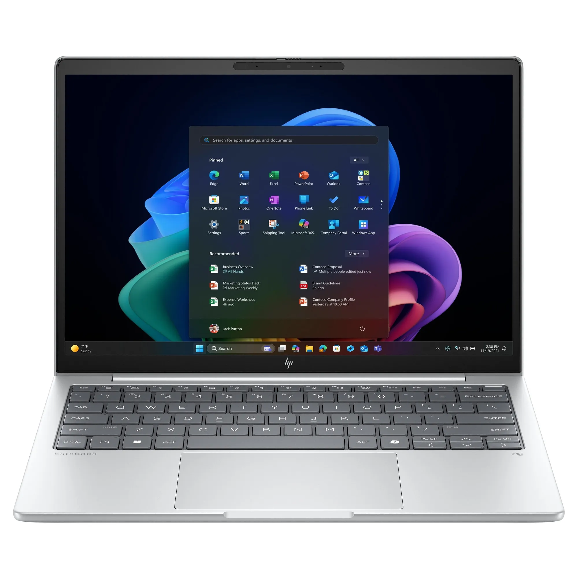 Laptop HP EliteBook 8 G1a 16, cu NPU Accelerator AI 16 TOPS, Display 16" WUXGA, AMD Ryzen 5 PRO 230, 6-Core pana la 4.9 GHz, 16 GB DDR5 5600 MHz, SSD 256 GB NVMe, AMD Radeon 760M, Windows 11 Pro, Wi-Fi 7, NFC, Thunderbolt 4, USB-C 3.2 Gen 2, 1.69 Kg, AZERTY, Silver - imagine 2