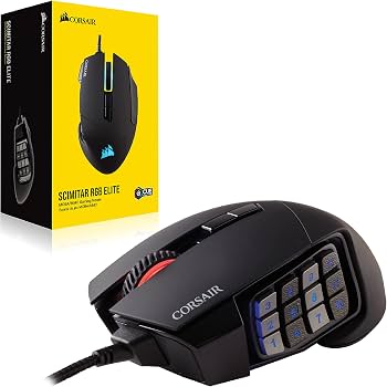 Mouse gaming Corsair Scimitar Elite, Iluminare RGB, 16000 dpi, Negru