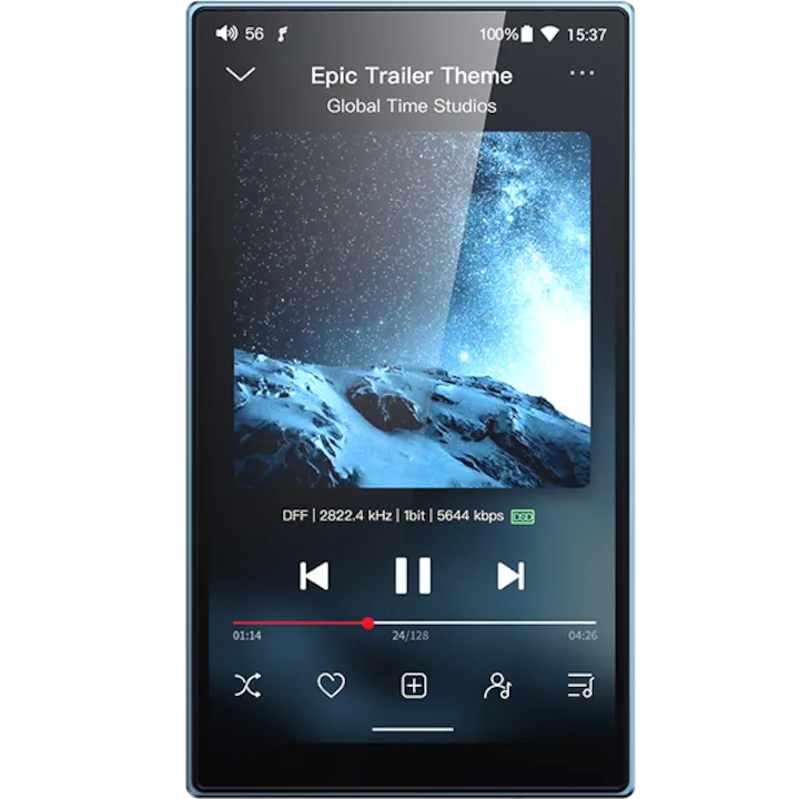 Player Audio portabil FiiO JM21, Hi-Res, 32GB, 3 GB RAM, Snapdragon 680, Dual DAC CS43198, Wi-Fi, Bluetooth LDAC, Android 13, Sky Blue