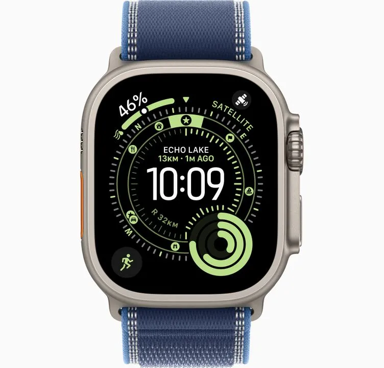 Apple Watch Ultra 3, 49mm, GPS, Cellular, Natural Titanium Case, Blue/Bright Blue Trail Loop M/L - imagine 2