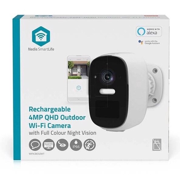 Camera de Supraveghere Nedis WIFICBO32WT, 4MP Quad HD, Senzor Miscare, Night Vision, Wi-Fi, IP66, Alb - imagine 3