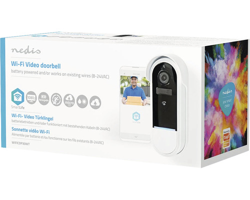 Soneria video Nedis, Smart, WIFI, 1080p, Alb