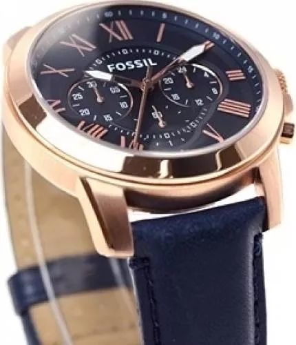 Ceas Barbatesc Fossil FS4835IE,Grant Chronograph Navy Leather, 44 mm ,Quartz, 5 ATM, Otel Inoxidabil, - imagine 2