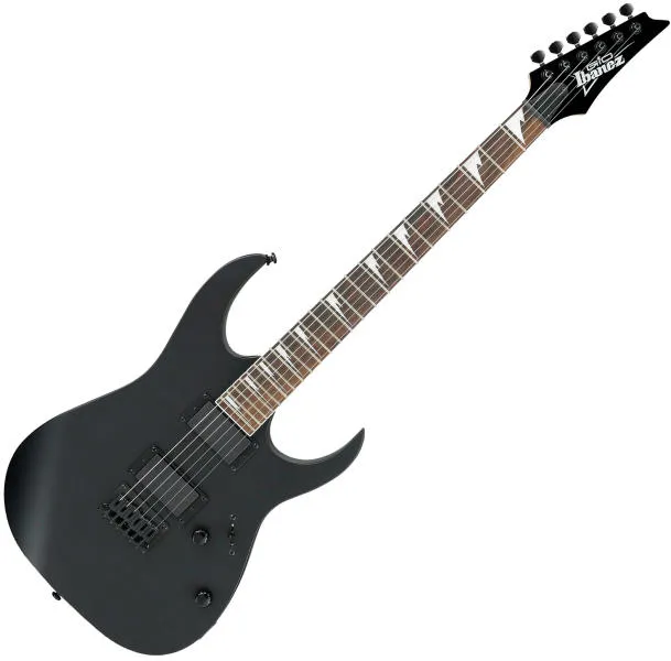 Chitara Electrica Ibanez GRG121DX-BKF, 6 Corzi, 24 Taste, Corp Plop, Gat Artar, Black Flat