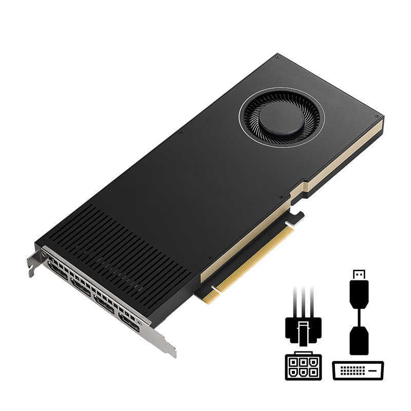 Placa video profesionala NVIDIA RTX A4000, 16GB GDDR6, 256-bit, 4x DisplayPort, Single Slot, Negru - imagine 2