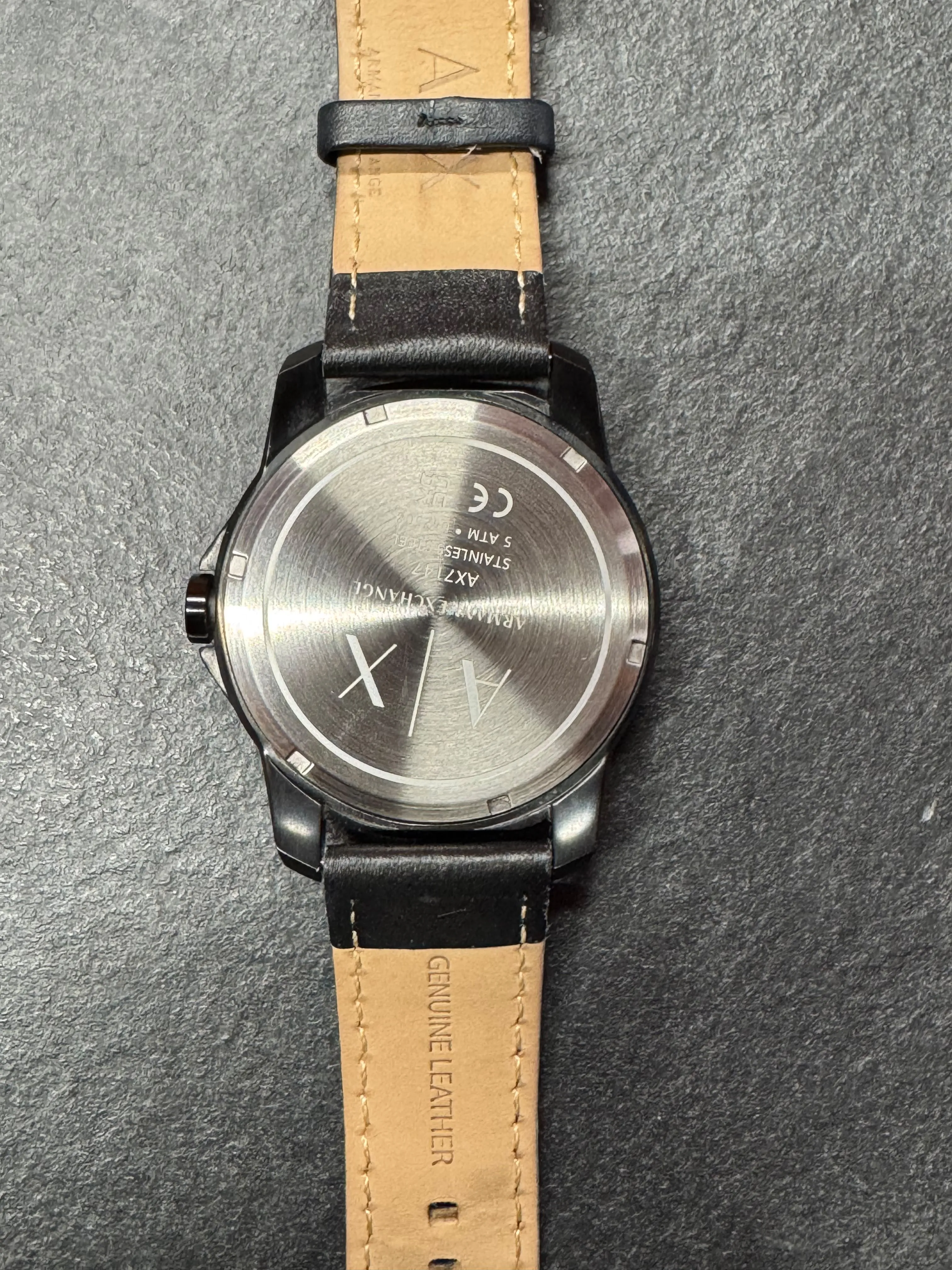 Ceas Barbatesc Armani Exchange Banks AX7147, 44mm, Quart, Day-Date, 5 ATM, Curea Piele, Analog, Negru - imagine 4