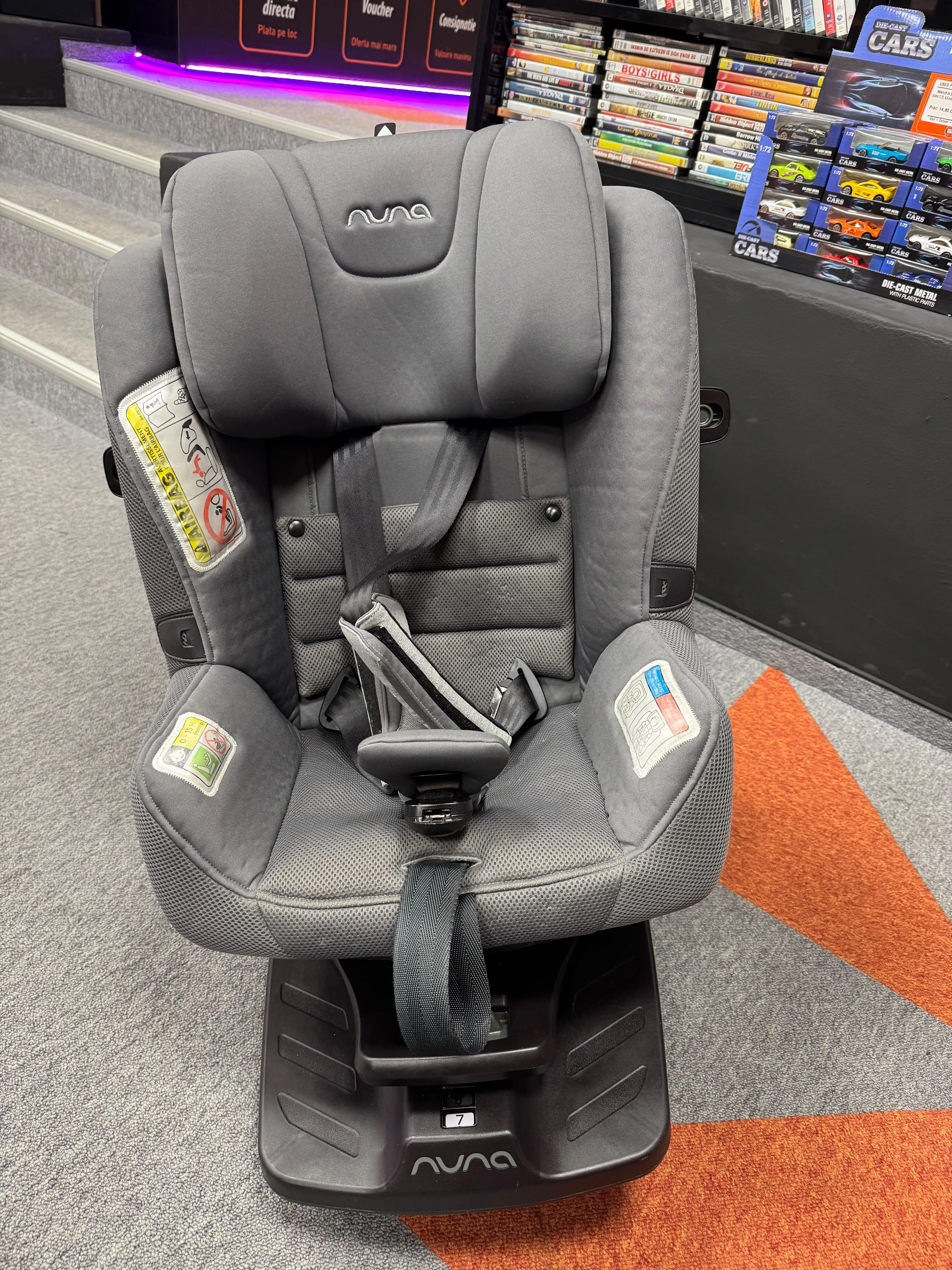 Scaun Auto Rotativ Luna PRYM i-Size, Rotatie 360 grade, ISOFIX, Marime 40–105 cm, Gri - imagine 2