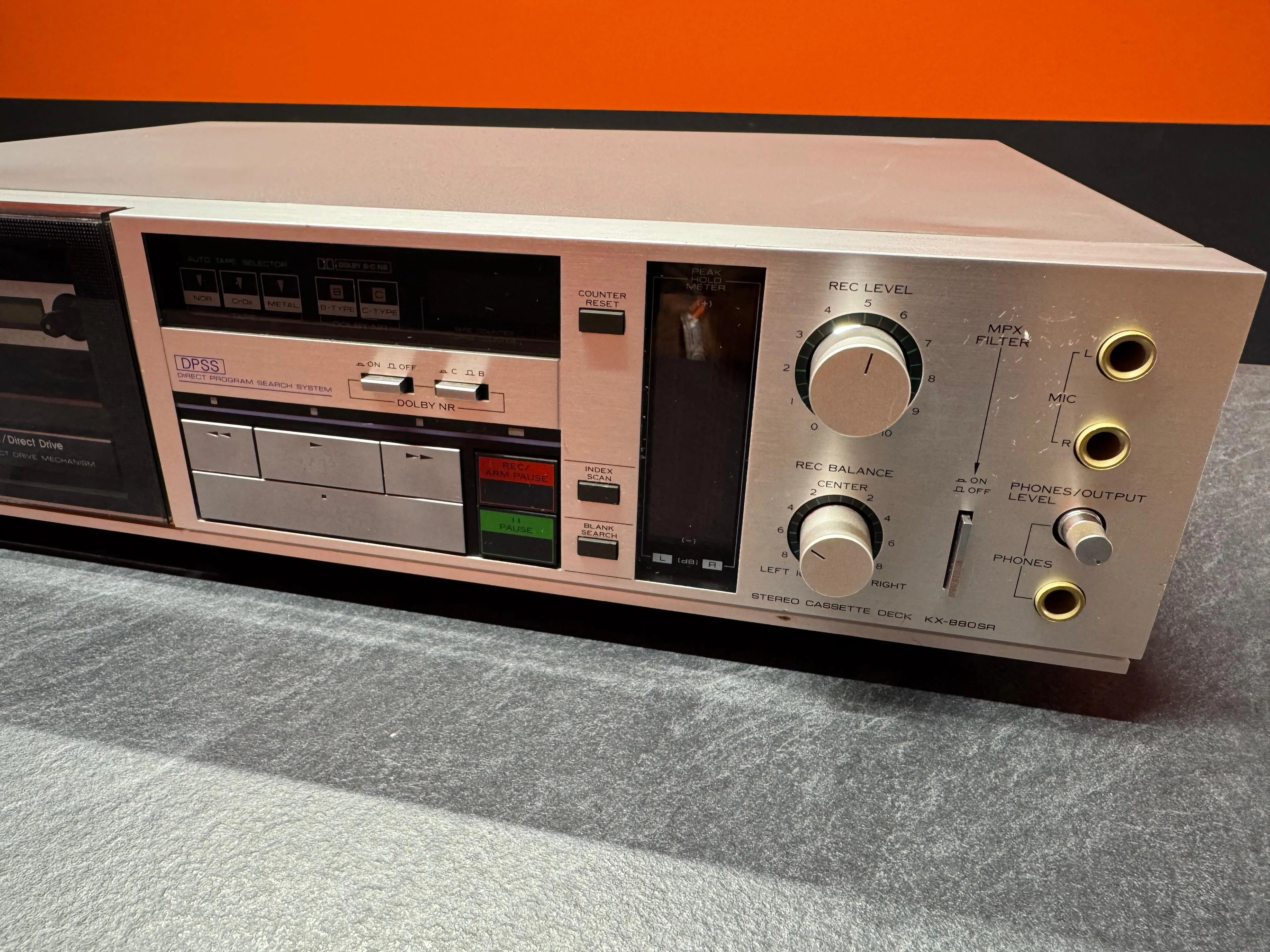 Casetofon Deck Kenwood KX-880SR, Direct Drive, Dolby B/C, Metal Tape, Argintiu - imagine 3