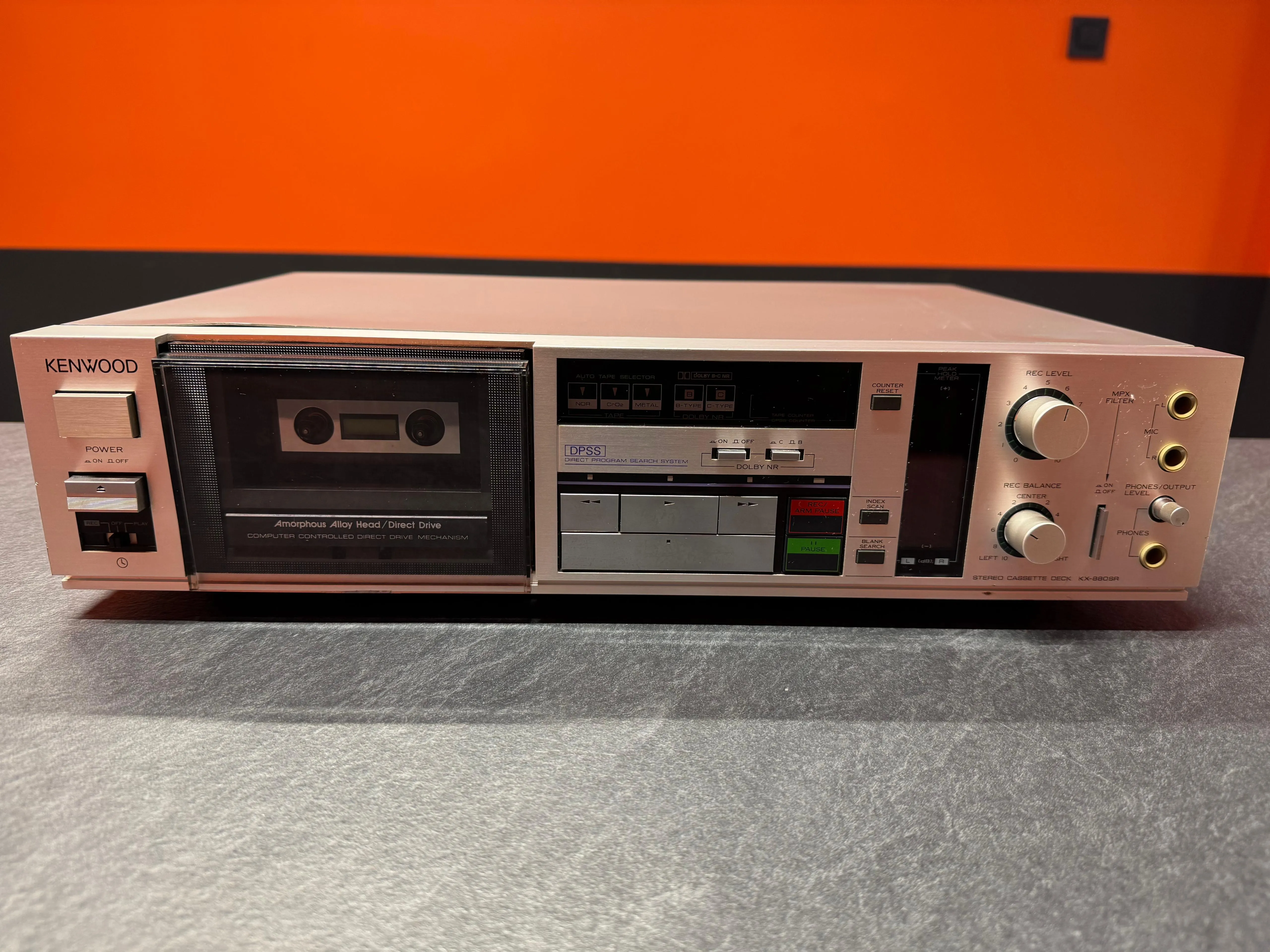 Casetofon Deck Kenwood KX-880SR, Direct Drive, Dolby B/C, Metal Tape, Argintiu