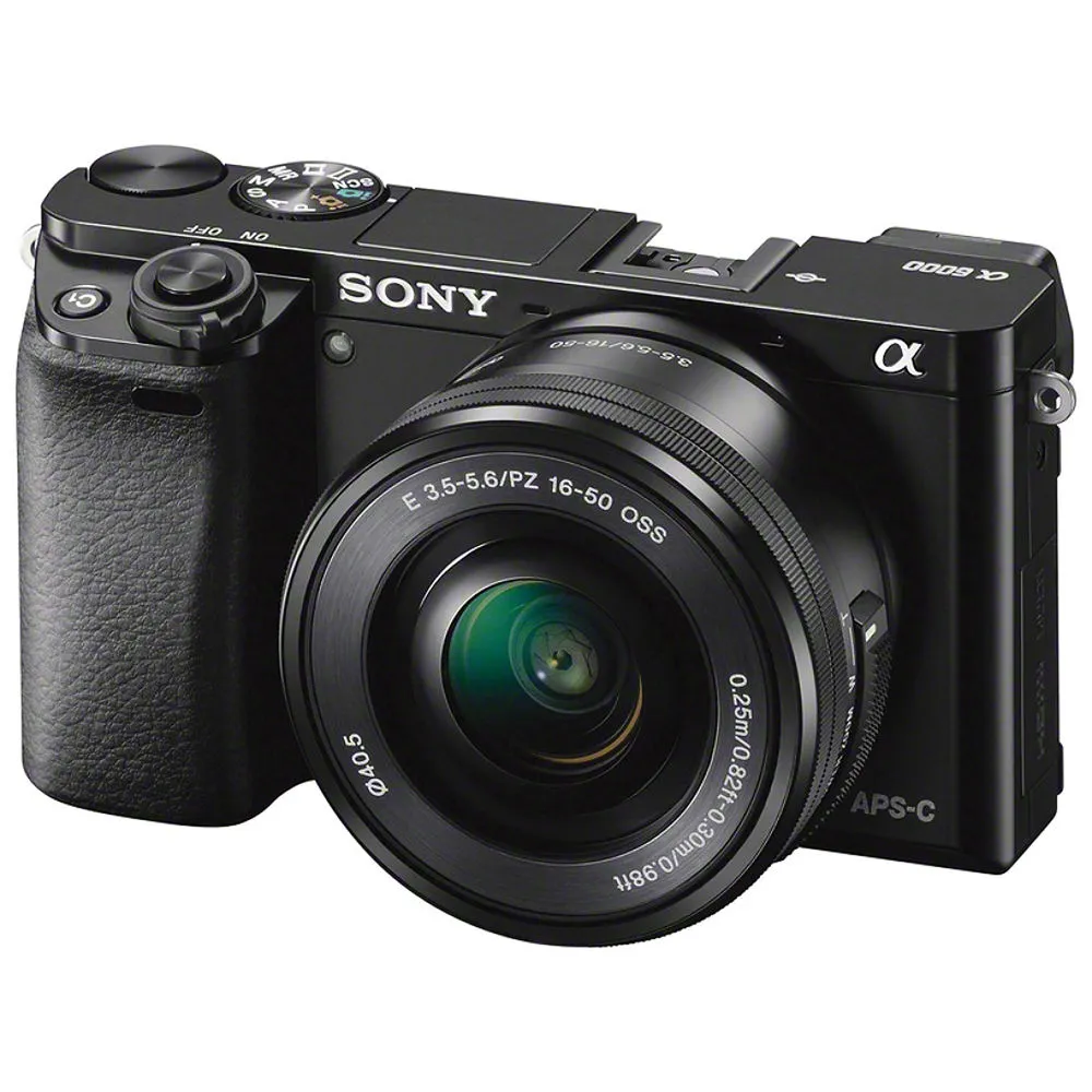 Aparat Foto Mirrorless Sony Alpha 6000 + Obiectiv E PZ 16-50 mm F 3.5-5.6 OSS, Negru