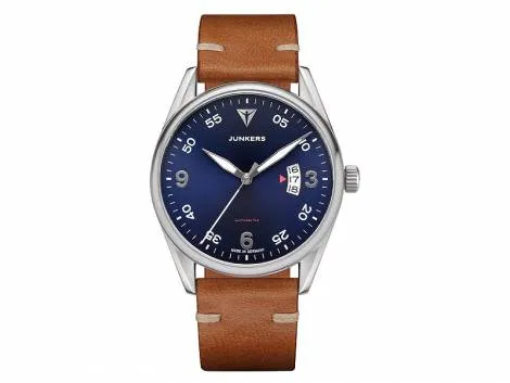 Ceas barbatesc JUNKERS Professor 9.04.01.01, 42mm, 5ATM, Carcasa Inox, Curea Piele Maro, Automatic, Analog