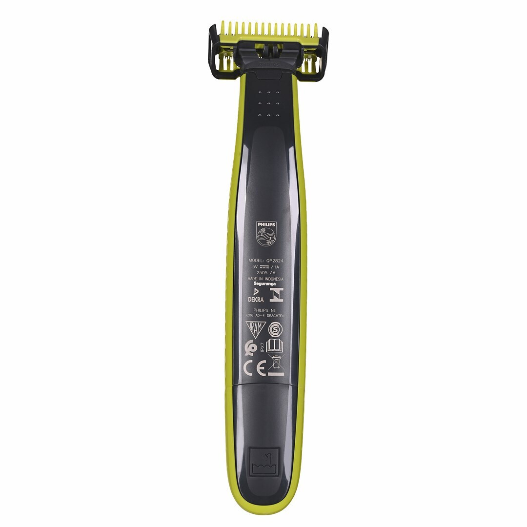 Aparat de ras Philips OneBlade Face si Body QP2824, pentru fata si corp, pieptene 5 in 1, rezistent la apa, autonomie 45 minute, USB, negru/verde - imagine 2