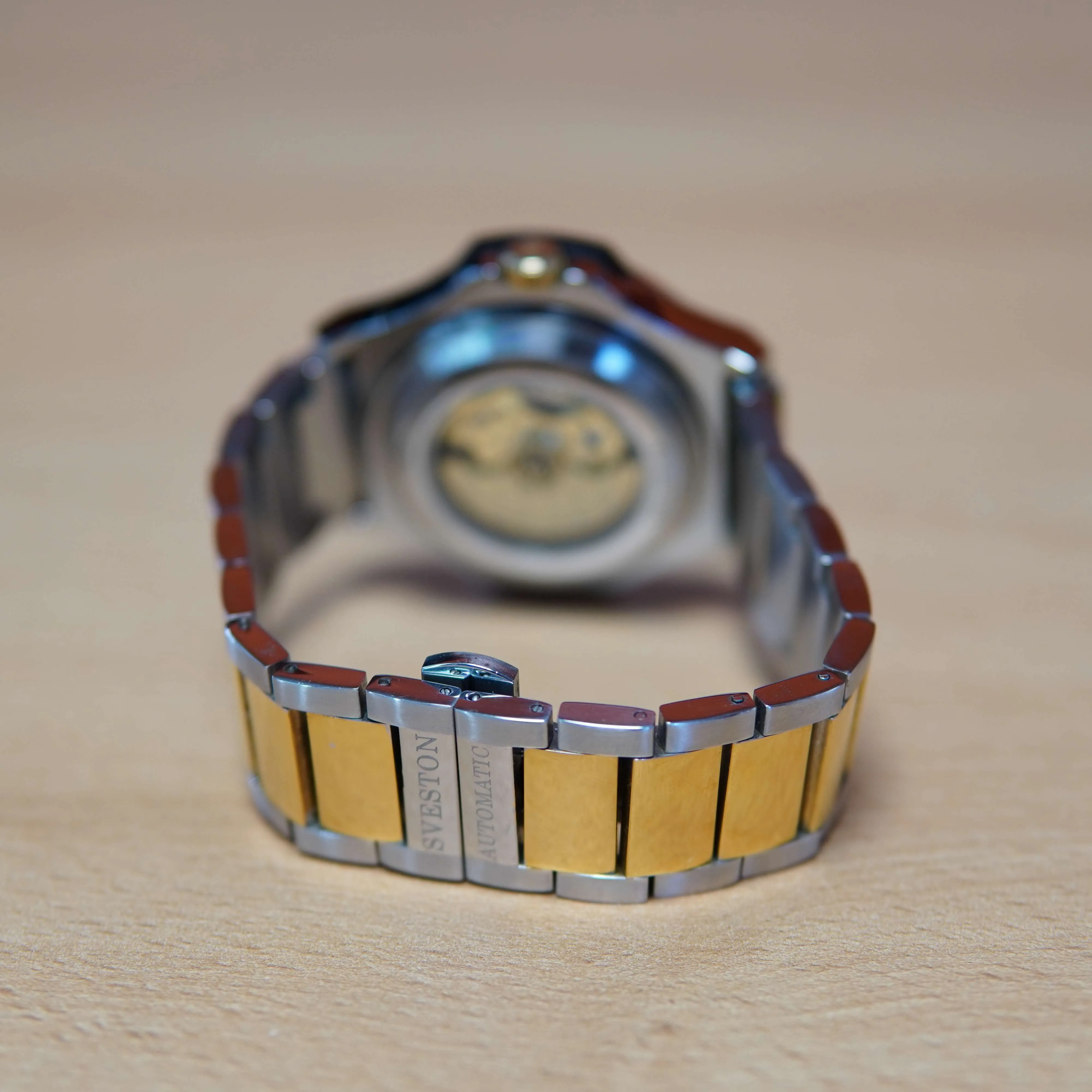 Ceas Barbatesc Sveston SV-9280G, 45mm, Automatic, 3 ATM, Galben-Argintiu - imagine 7