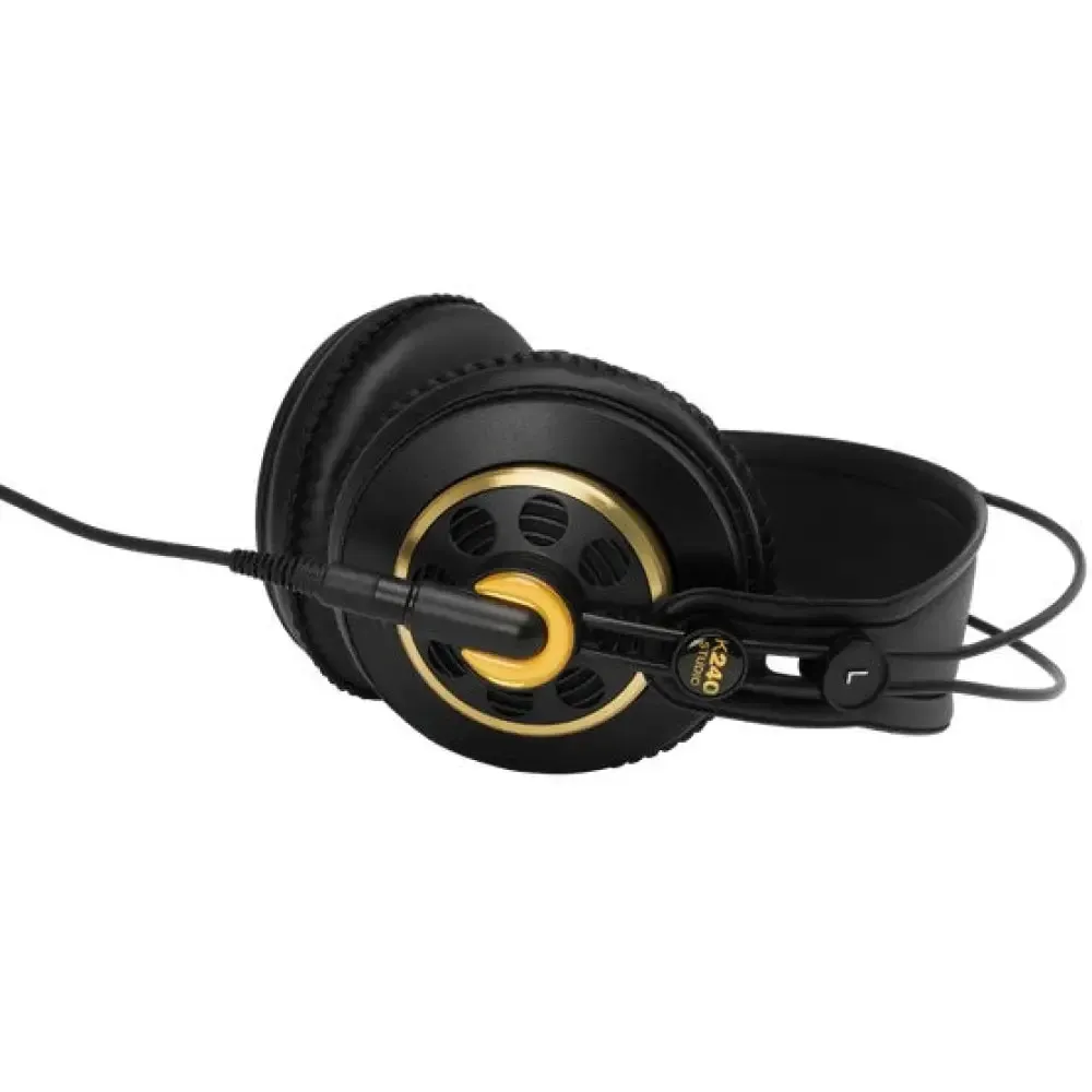 Casti audio Studio AKG K240, Semi-Deschise, Over-Ear, 55 OHm, 15Hz-25kHz, Cablu Detasabil, Negru/Auriu - imagine 2