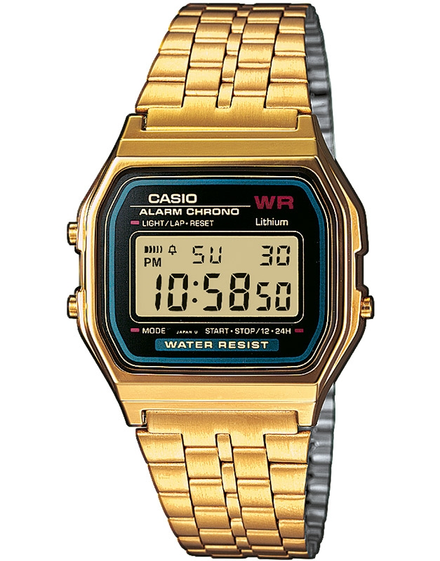 Ceas unisex Casio Vintage A159WGE, digital, mecanism quartz, Auriu