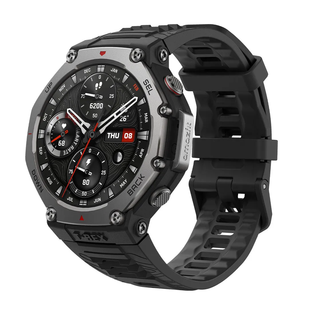 Smartwatch Amazfit T-Rex 3, AMOLED 1.5", GPS Dual-Band, Wi-Fi, Bluetooth, 10 ATM, Autonomie pana la 27 zile, Onyx