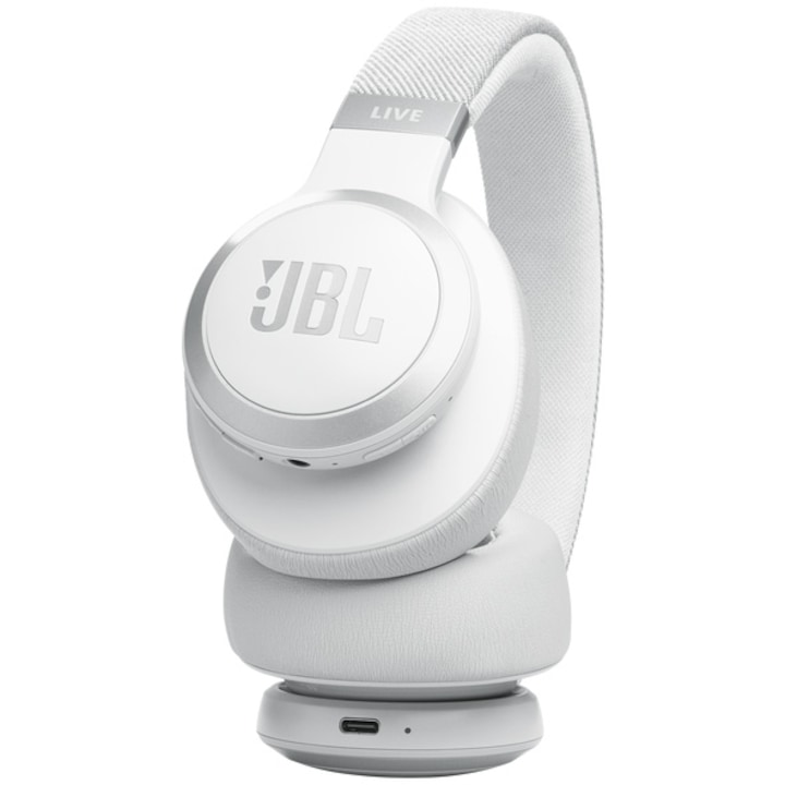 Casti JBL Live 770NC, Bluetooth, Over-ear, Microfon, Noise Cancelling, Alb - imagine 2