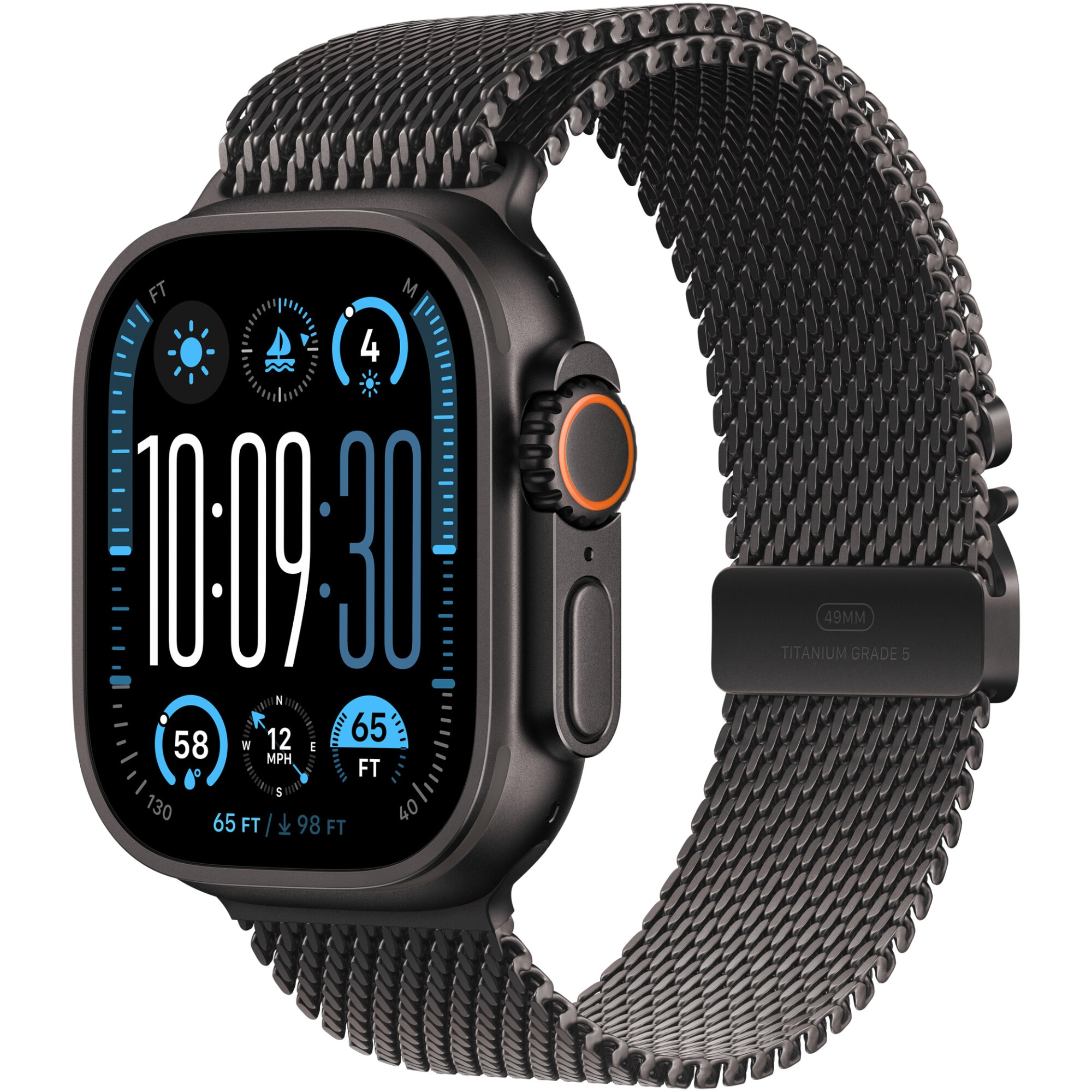 Apple Watch Ultra 2, 49mm, Titanium Case, Black Titanium Milanese Loop, GPS, Cellular, A2986