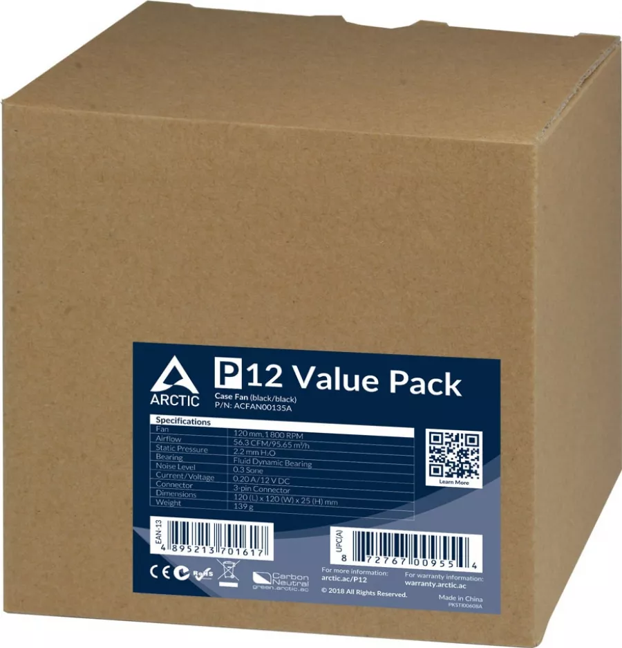 Ventilator ARCTIC P12 Value Pack (5 buc), Marime 120mm, Black - imagine 2