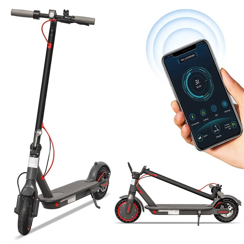 Trotineta electrica 365GO, Aovopro, Pliabila, 350 W, 31 km/h, Control prin Aplicatie, Roata 8.5 inch, Gri - imagine 3