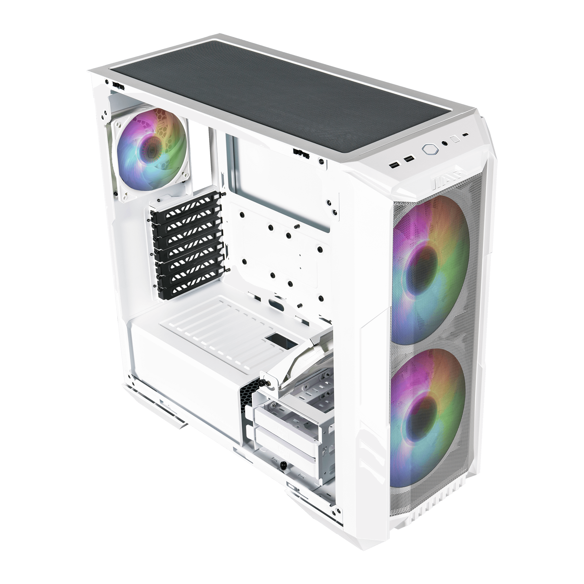 Unitate PC Gaming Cooler Master HAF 500 RGB, AMD Ryzen 7 2700X 3.7 GHz - 4.3 GHz, 16 Gb DDR4 2133 MHz, SSD NVMe 1 Tb + HDD 1 Tb, AMD Radeon RX 5700 XT 8 Gb GDDR6, ASRock AB350 Pro4, Sursa Enermax, White