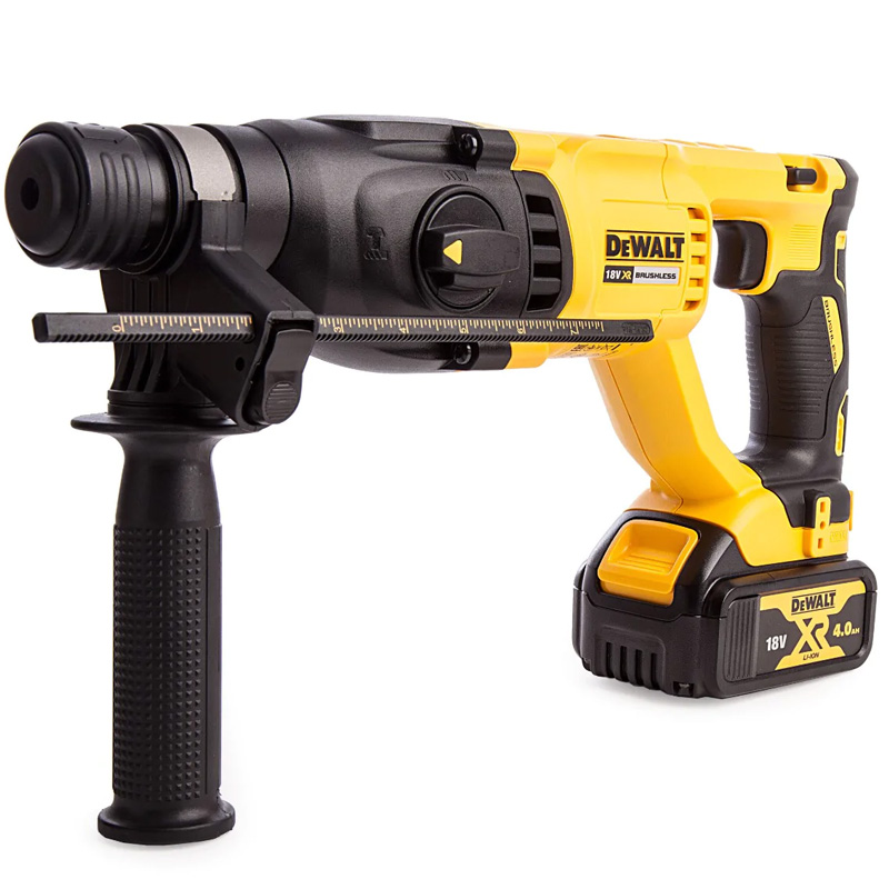 Ciocan Rotopercutor DeWalt DCH133, 18V XR, SDS-Plus, Brushless, 2.6 J, 1550 RPM, 5680 BPM + 2 Acumulatori DeWalt XR 18V 2.0 Ah + Acumulator DeWalt XR 18V 5.0 Ah + Incarcator DeWalt DCB112 + Incarcator DeWalt DCB1104, Yellow / Black