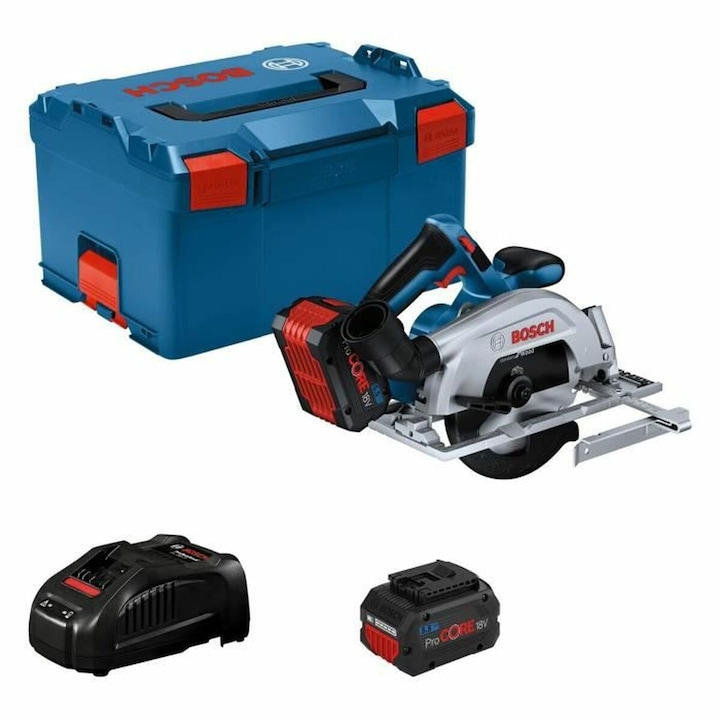 Fierastrau Circular Bosch Professional GKS 18V-57 G, 18V, Disc 165 mm, 3400 RPM, Adancime de Taiere 57 mm, 2 Acumulatori Compatibili BAT618 18V 8 Ah, Incarcator, L-BOXX, Blue - imagine 2
