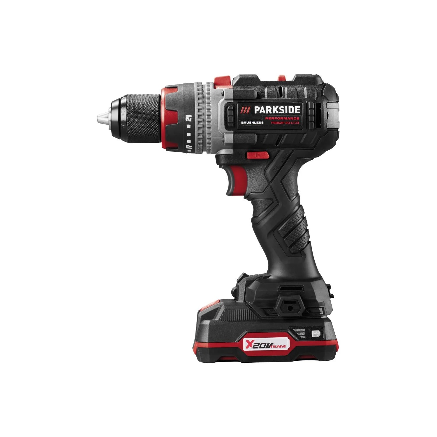 Masina de Gaurit cu Percutie Kress KUC30, 20 V, Brushless, 2 x Acumulator 4 Ah, Incarcator, Valiza, Black Red