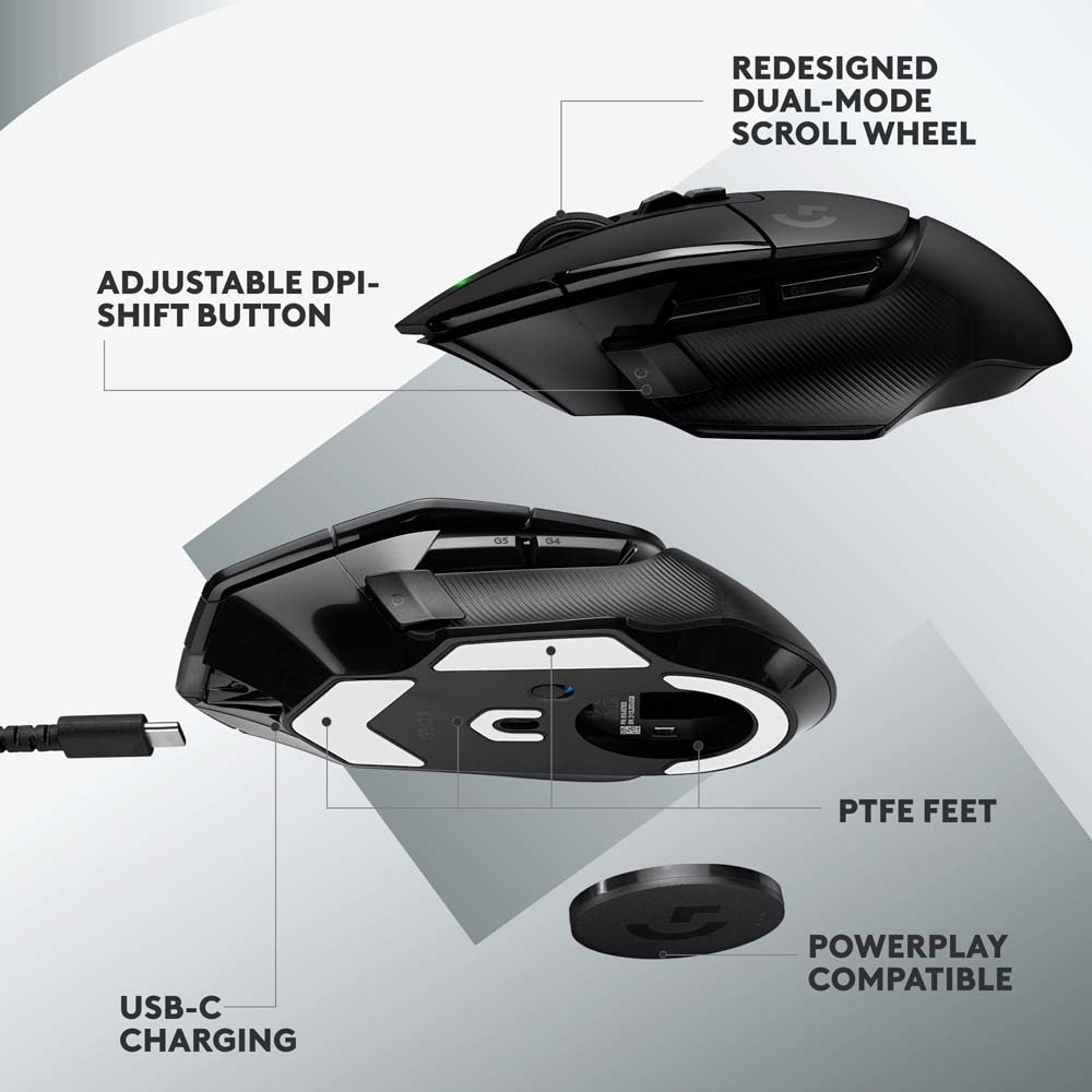 Mouse Gaming Wireless LOGITECH G502 X LIGHTSPEED, 25600 dpi, Black Core - imagine 2