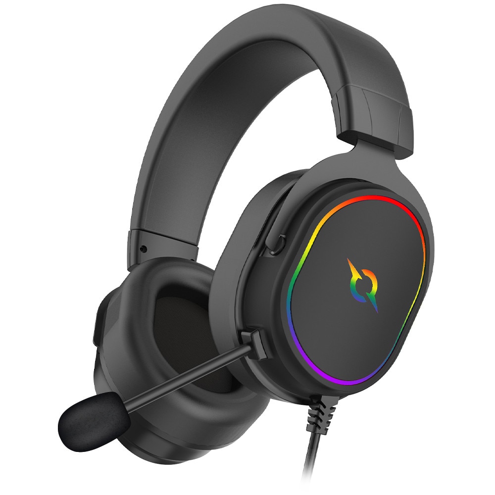 Casti Gaming AQIRYS Altair, 7.1 Virtual Surround, Difuzoare 50 mm, Microfon cu Noise Cancelling, Iluminare RGB, USB, Black