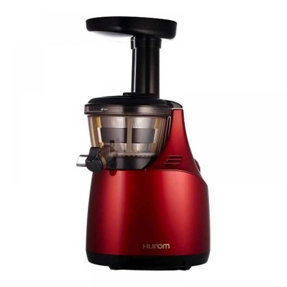 Storcator de fructe si legume prin presare la rece Hurom HE-RBE04, 150W, 70 RPM, bol 300 ml, sita fina, sita grosiera, Rosu