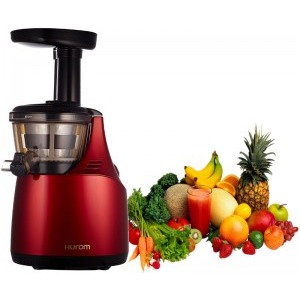 Storcator de fructe si legume prin presare la rece Hurom HE-RBE04, 150W, 70 RPM, bol 300 ml, sita fina, sita grosiera, Rosu - imagine 2