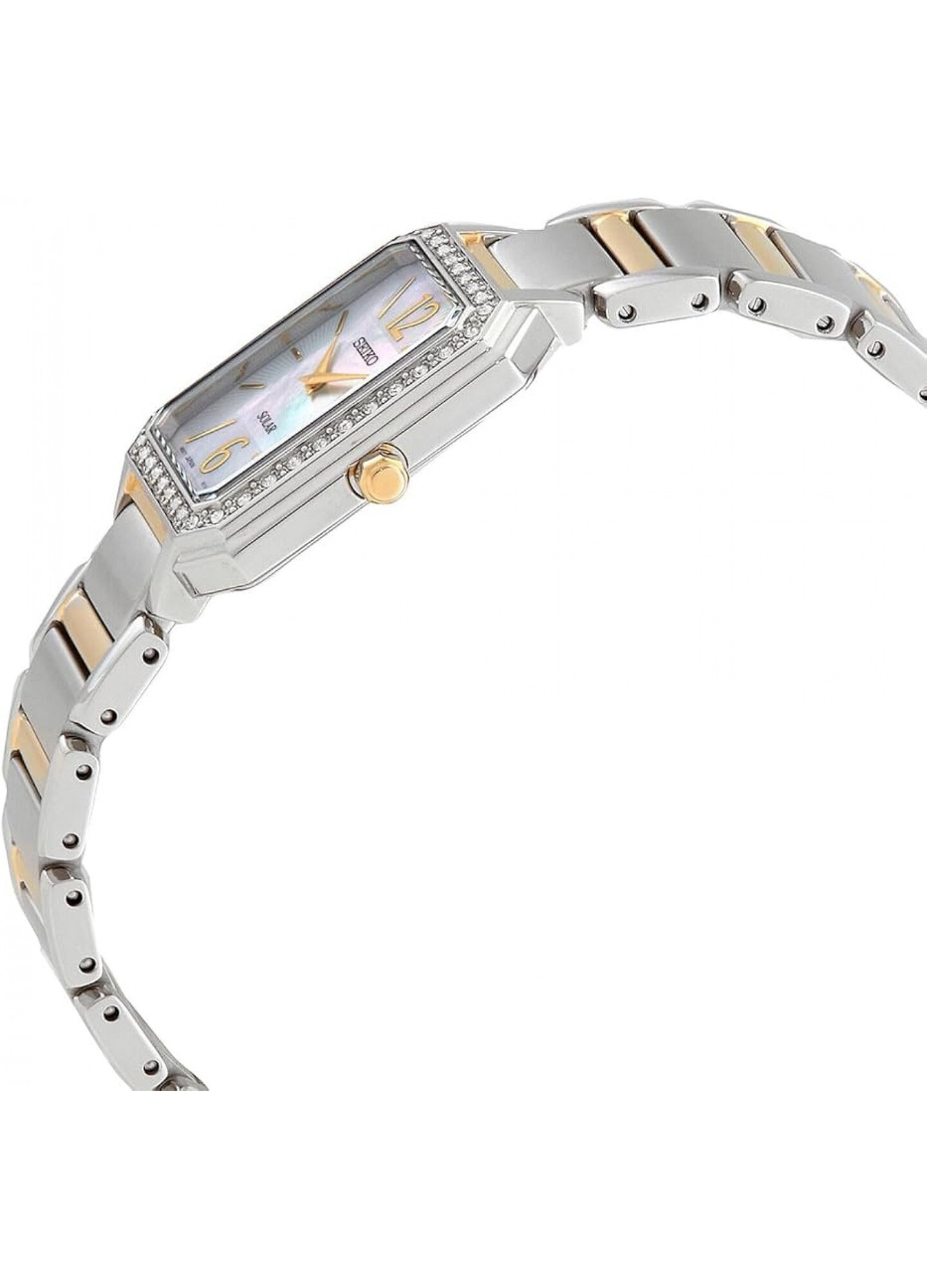 Ceas Dama Seiko SUP466P1, V115 Quartz Solar, 25mm, Dreptunghiular, Otel inoxidabil, Bezel Cristale, Argintiu - imagine 3