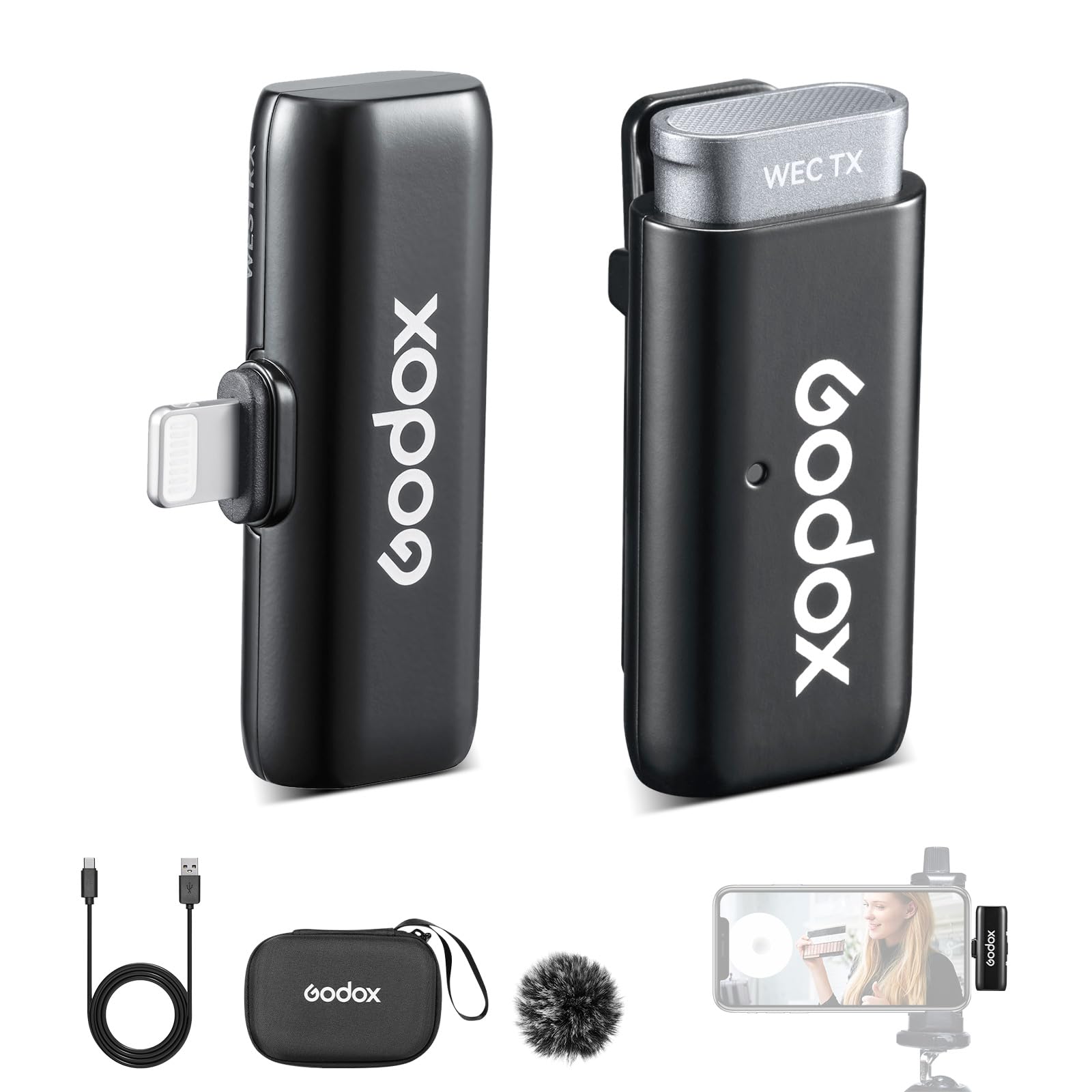 Sistem Wireless Microfon Single Godox WES1 KIT1, 2.4 GHz, iOS