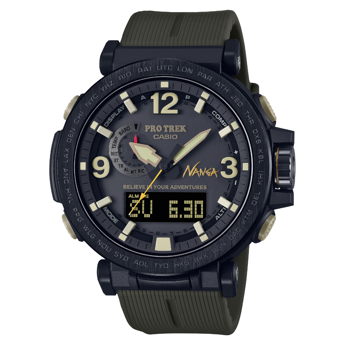 Casio Pro Trek NANGA Collaboration Model PRW-6630NA-1A3ER, 51.6 mm, 10ATM, Mecanism energie solara, Hybrid - imagine 2