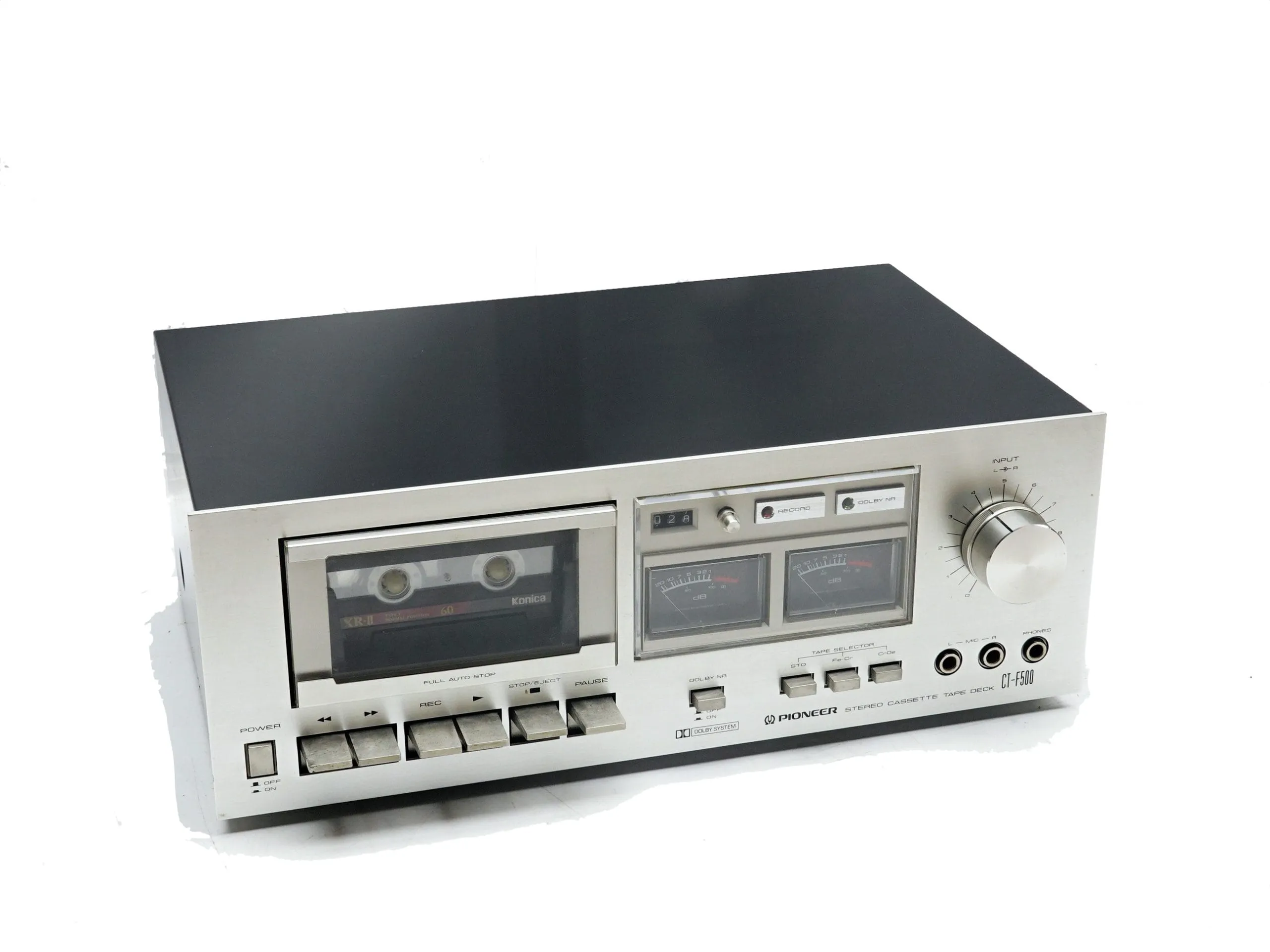 Stereo Cassette DECK Pioneer CT-F500 , 2 Capete, Dolby B NR, Full Auto-Stop, Intrari Mic L/R, Argintiu