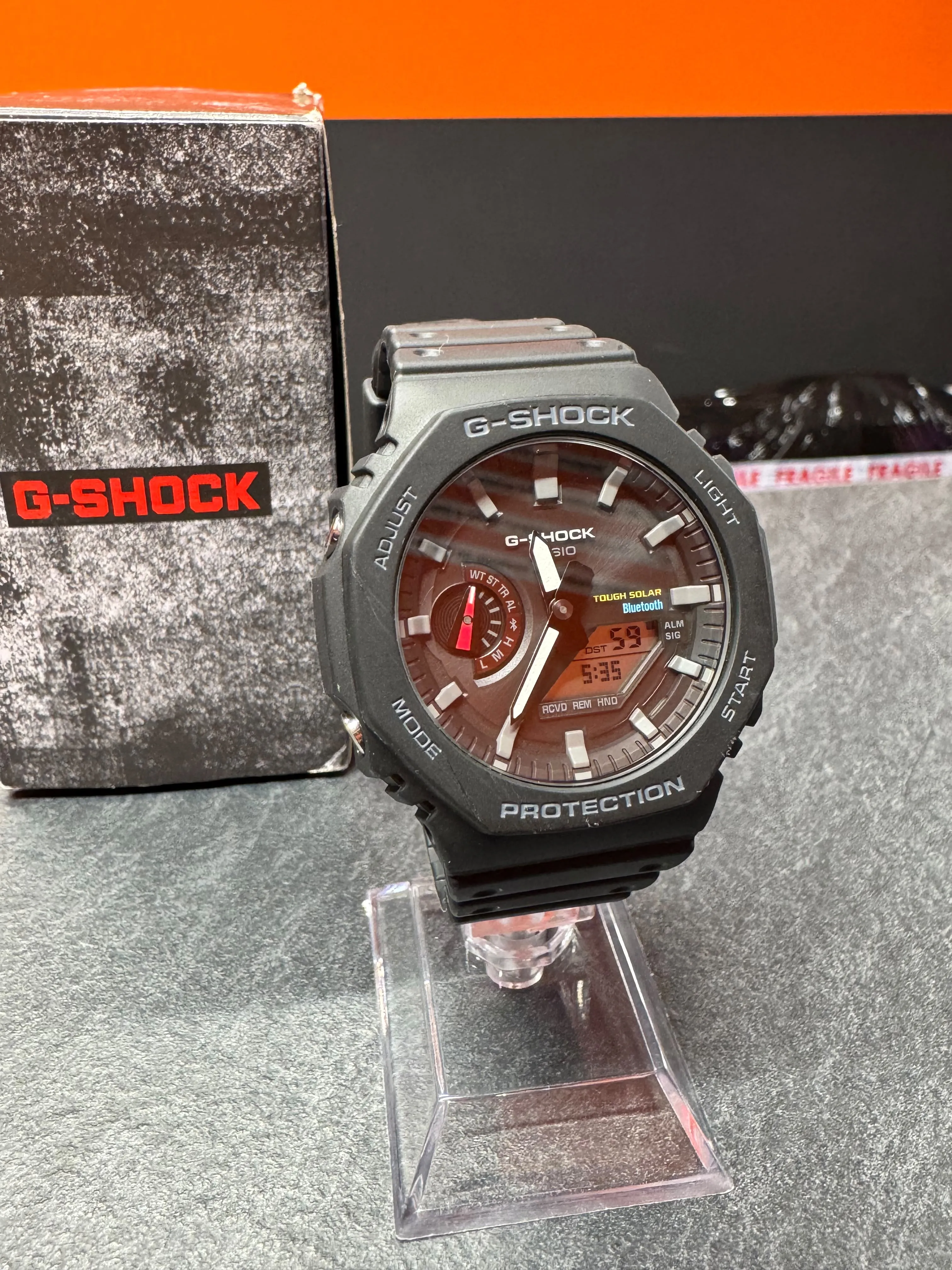 Ceas Casio G-Shock GA-B2100-1AER, Tough Solar, 45mm, Bluetooth, Carbon Core Guard, Analog-Digital, 20 ATM / 200 m, Negru - imagine 2