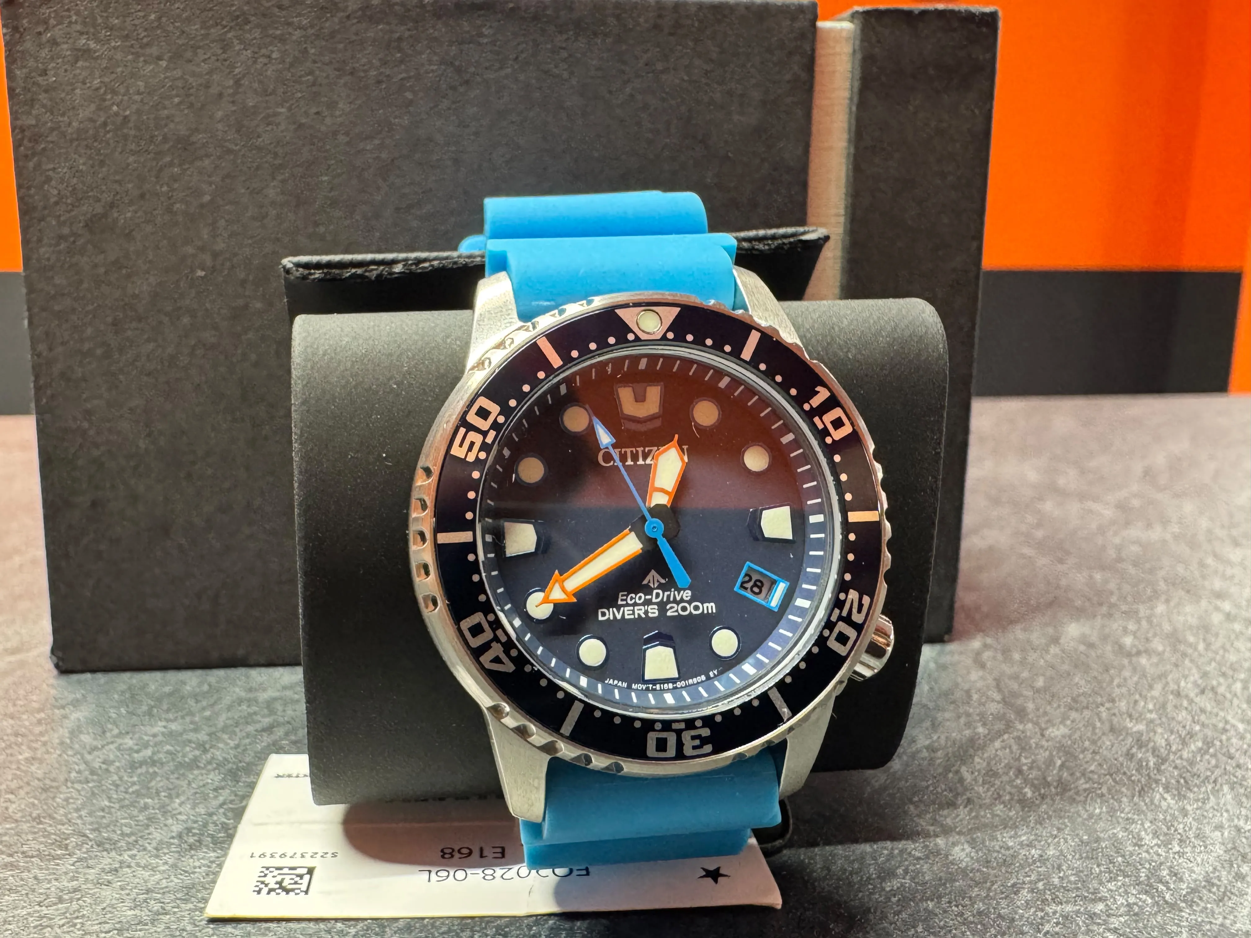 Ceas Citizen Promaster Diver BN0168-06L, Eco-Drive E168, 44 mm, Diver's 200 m / 20 ATM, ISO 6425, Bezel Rotativ, Curea Urethane Albastra - imagine 2